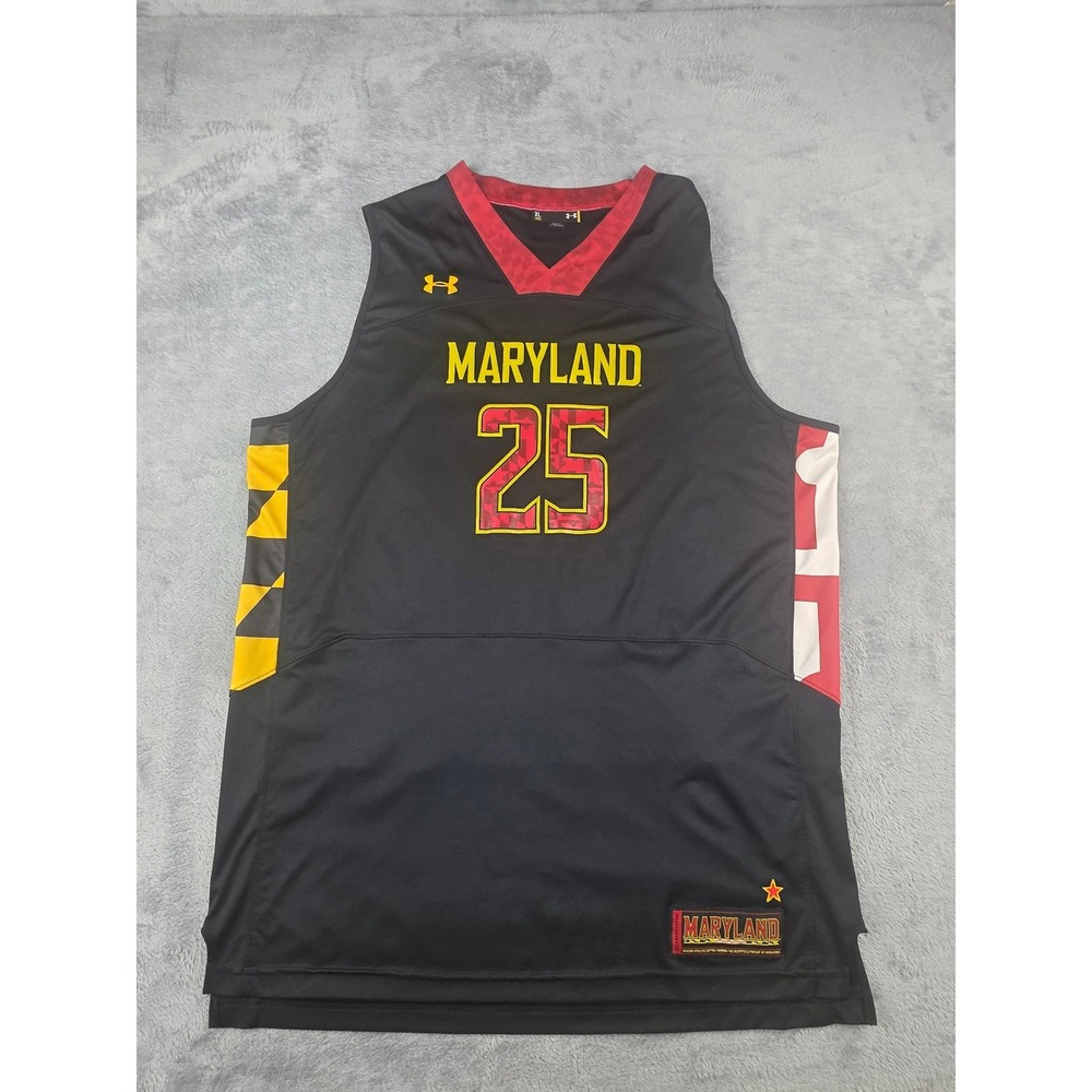 Under Armour Maryland Terrapins Black Basketball #25 Jersey Mens Size XL Terps